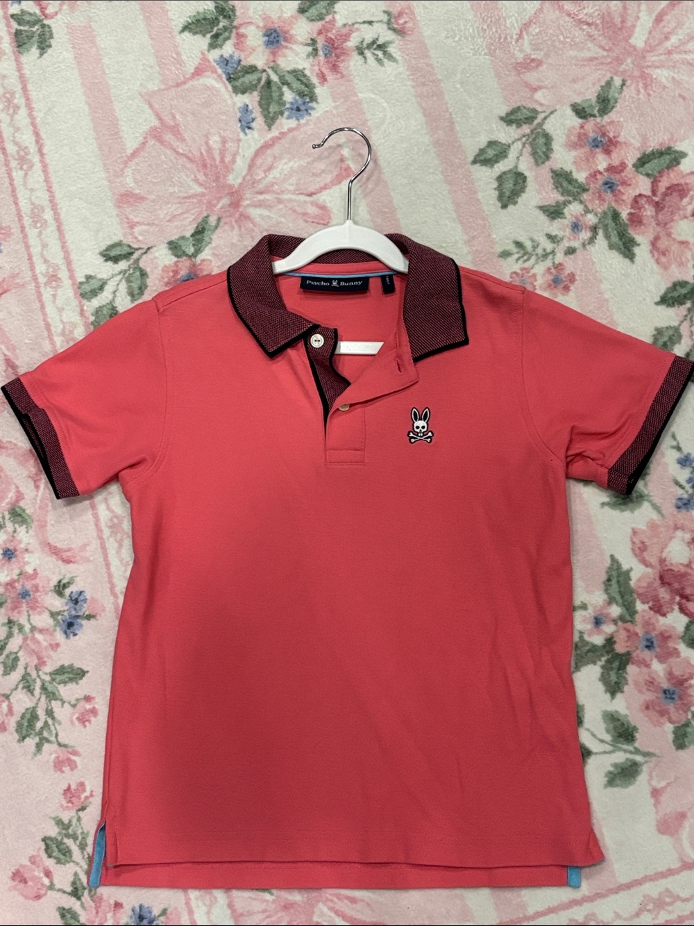 Boys Psycho Bunny Kids Coral Polo with Dark Contrast Trim